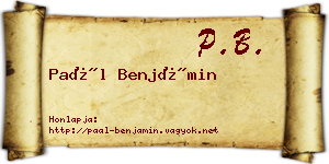 Paál Benjámin névjegykártya