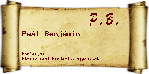 Paál Benjámin névjegykártya